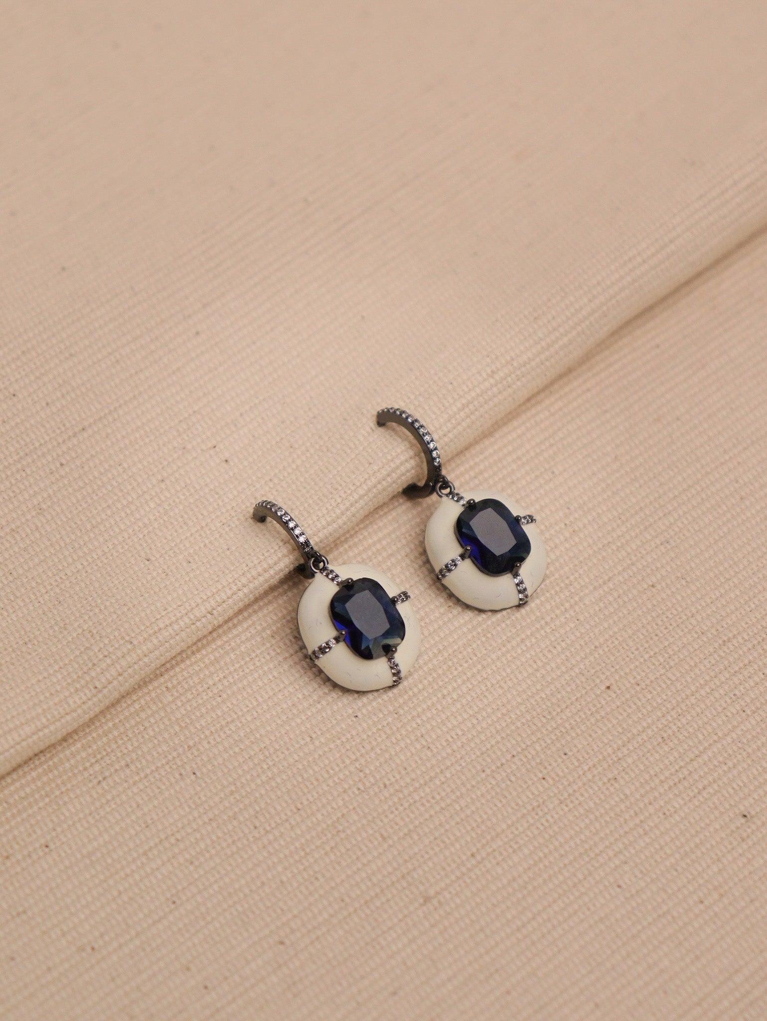 Midnight Frost Enamel Dangler Earrings 