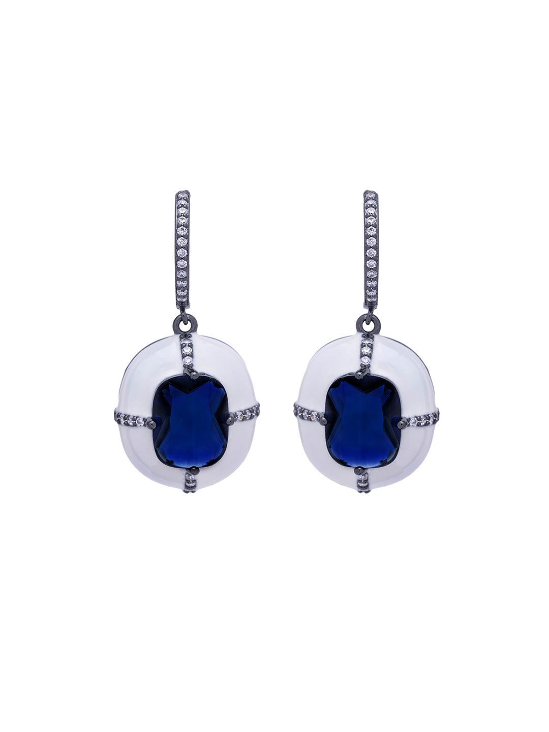 Midnight Frost Enamel Dangler Earrings 