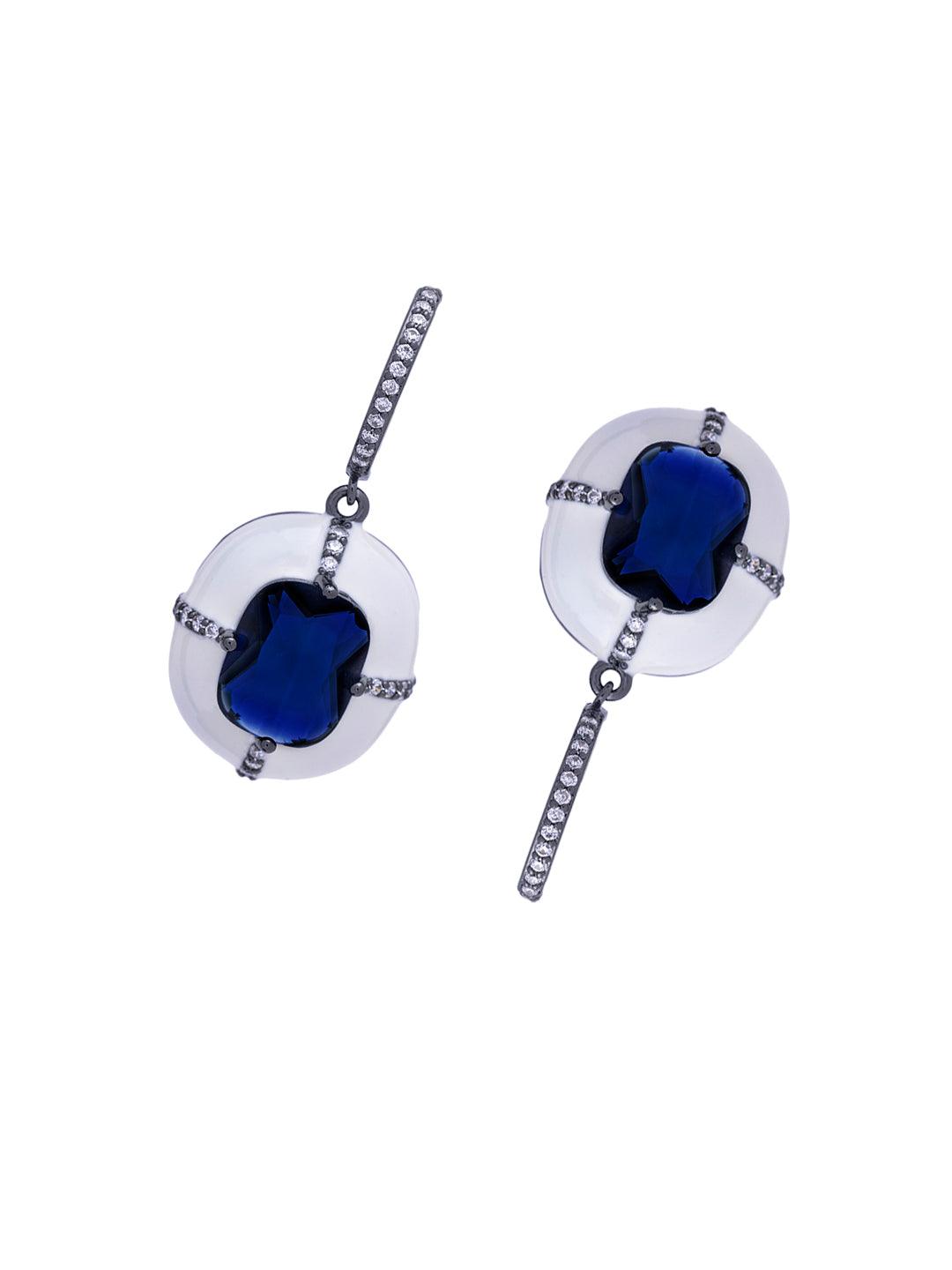 Midnight Frost Enamel Dangler Earrings 