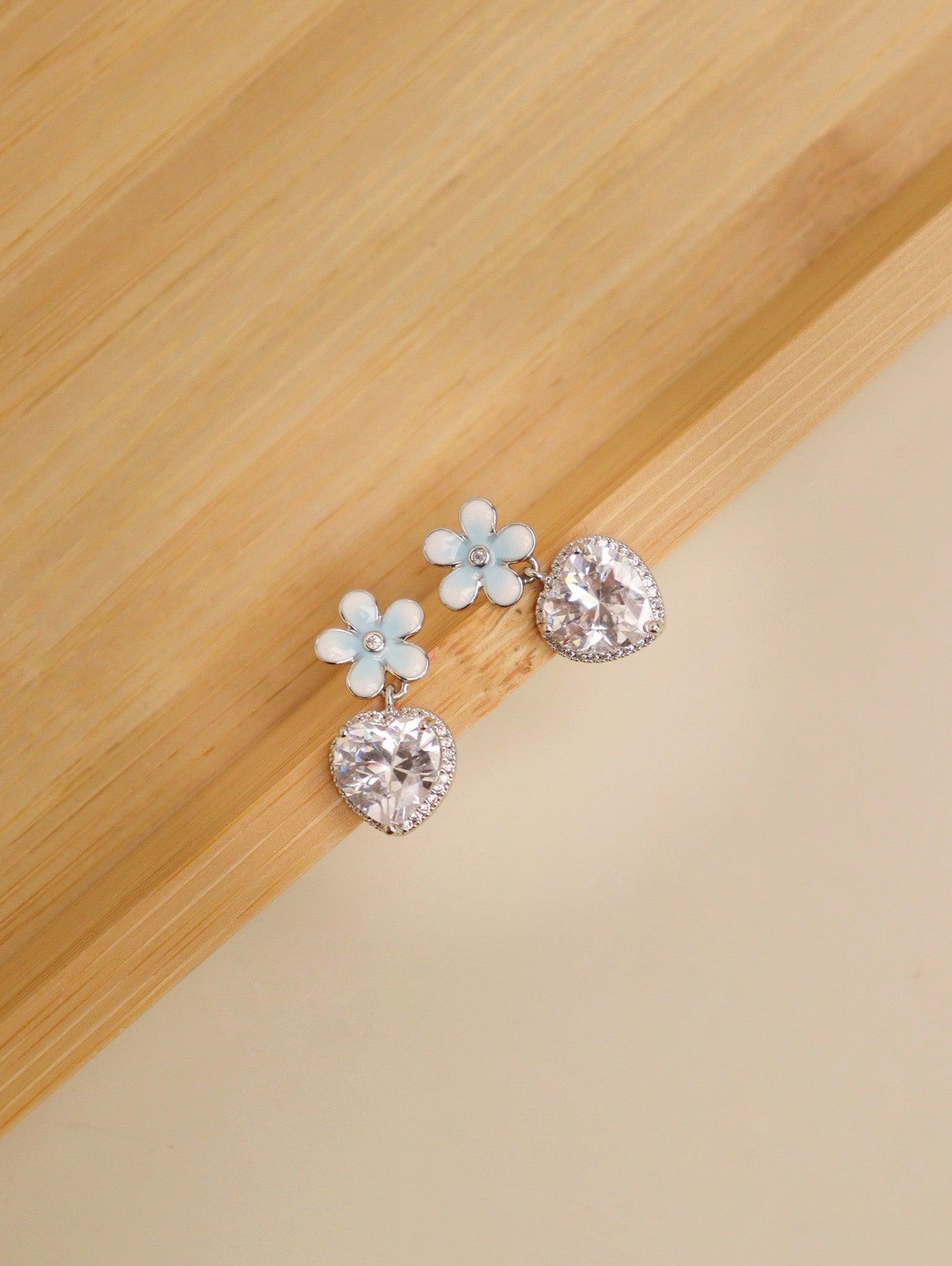 Frost Blue Enameled Stud Earrings 