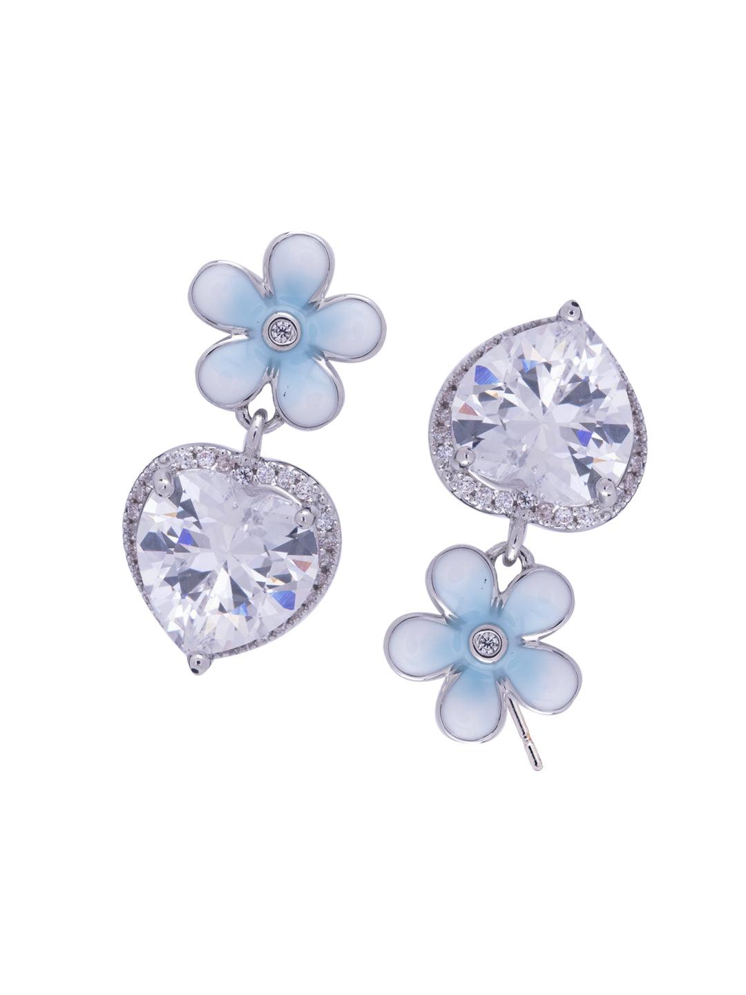 Frost Blue Enameled Stud Earrings 