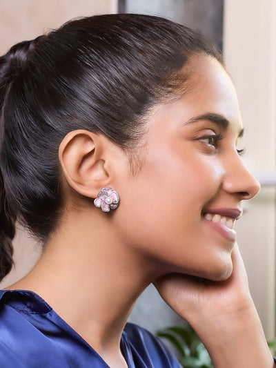  Blush Bloom Enameled Stud Earrings