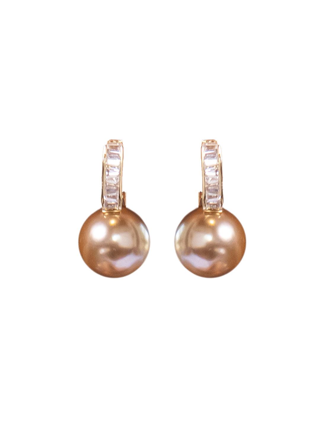 Champange Pearl Drop CZ Studs 