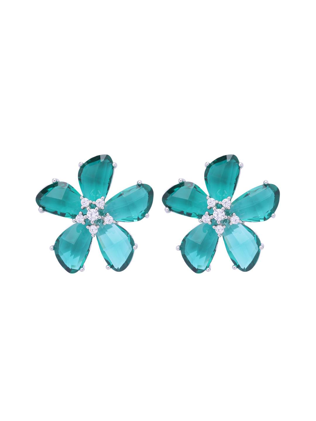 Emerald Whisper Petal Stud Earrings 