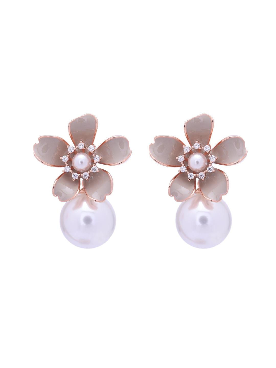 Floral Thirst Pearl Drop Earrings 