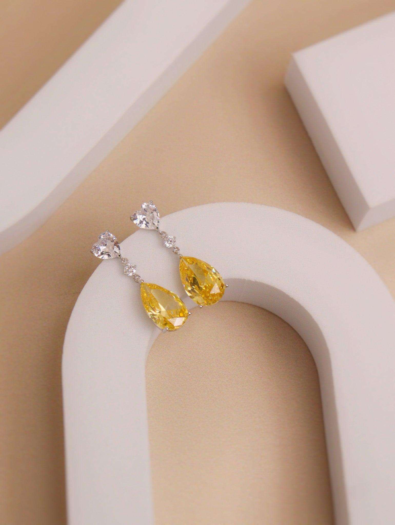 Sparkling Sapphire Yellow Dangler Earrings 