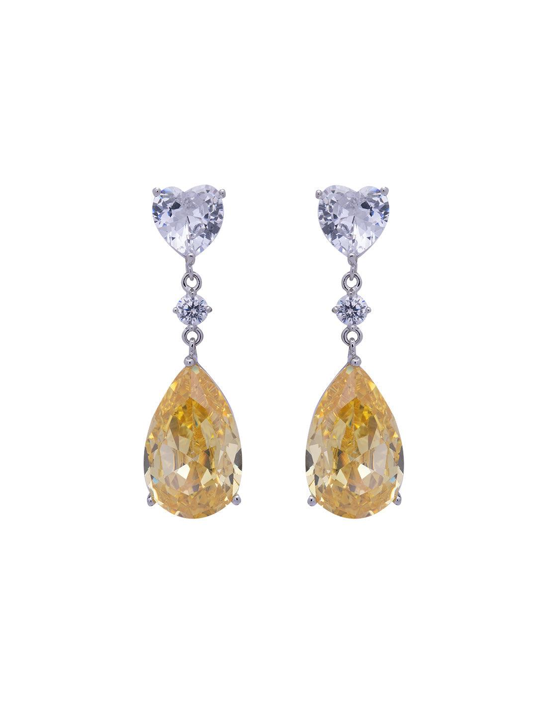 Sparkling Sapphire Yellow Dangler Earrings 