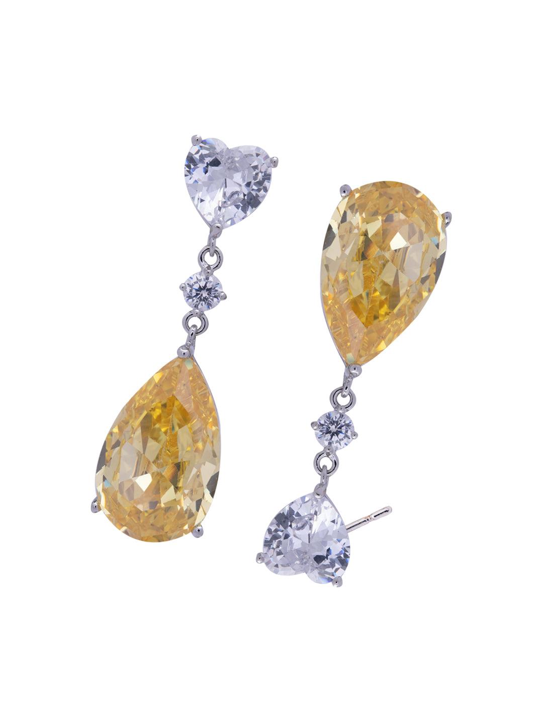 Sparkling Sapphire Yellow Dangler Earrings 