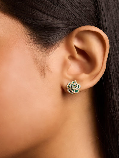 Forest Frost Rose Stud Earrings 