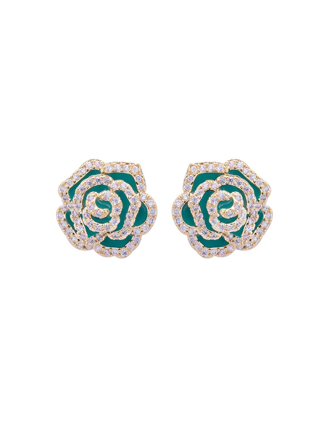 Forest Frost Rose Stud Earrings 