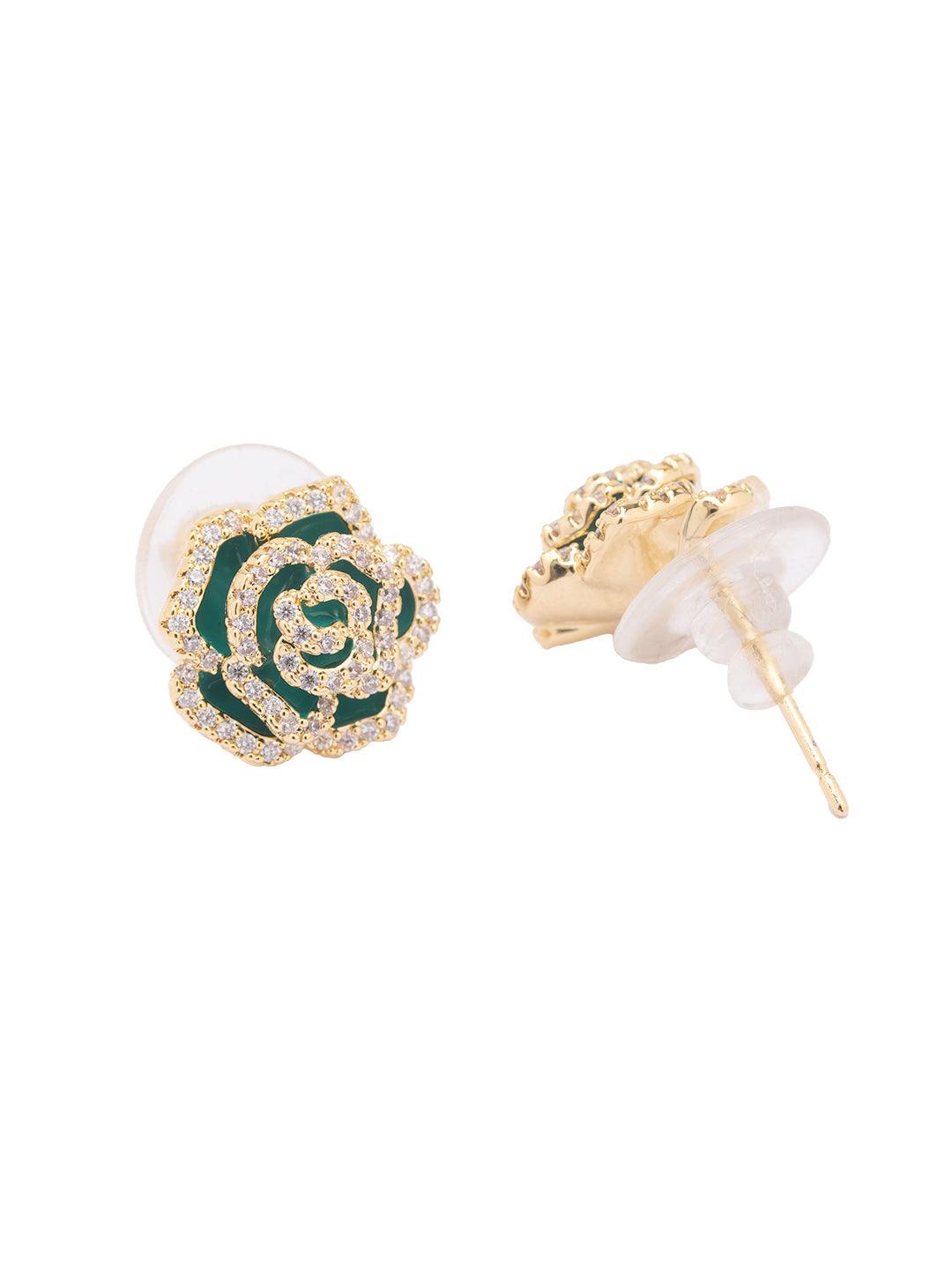 Forest Frost Rose Stud Earrings 