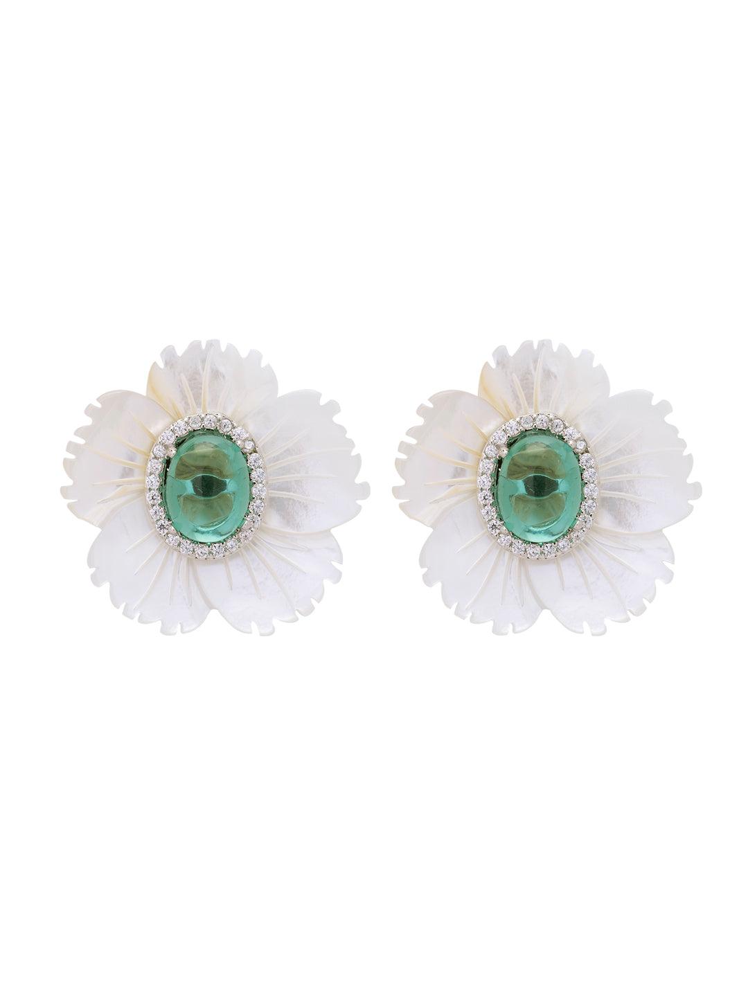 Pearl Petal Stud Earrings 