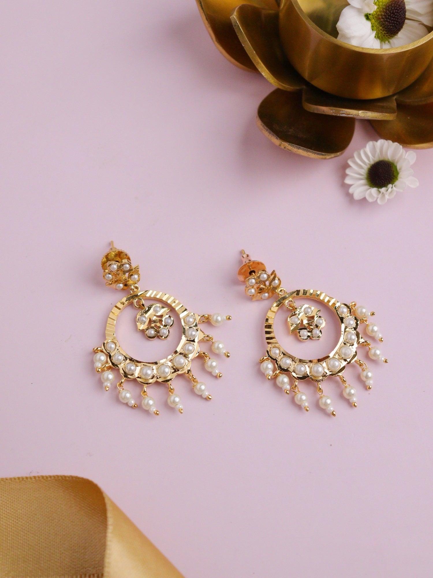 Bridal Pearl Jadau Mini Chandbali Earrings 