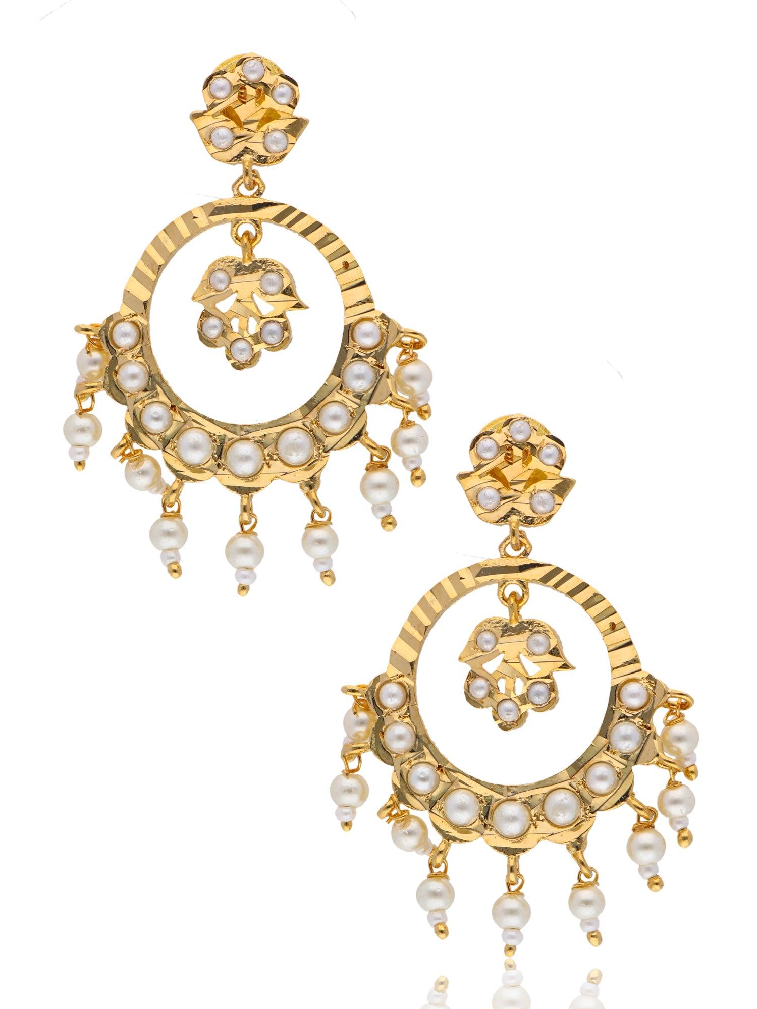 Bridal Pearl Jadau Mini Chandbali Earrings 