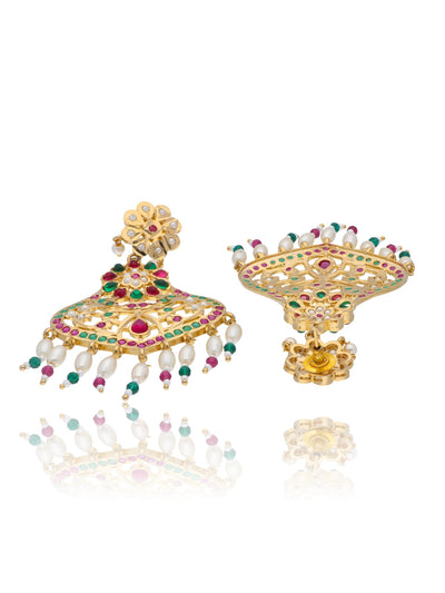Bridal Jadau Multi Coloured Dangler Earrings 