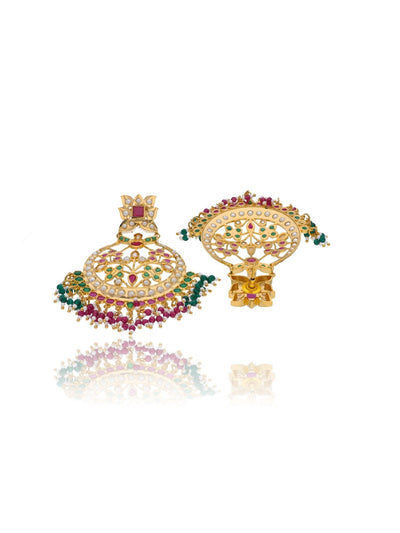  Bridal Jadau Floral Chandbali Earrings