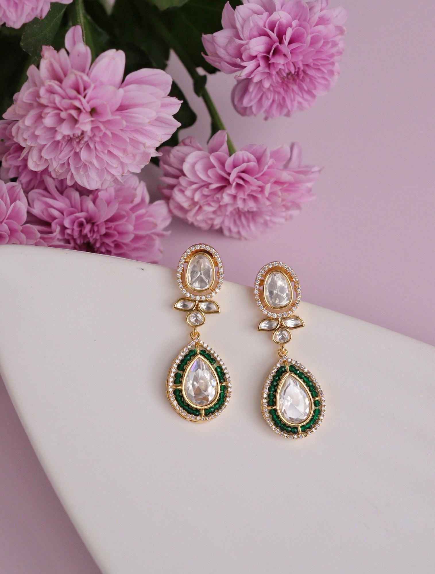 Bridal Kundan Drop Earrings 