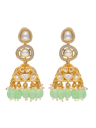 Buy Gold Colour Two Layer Jhumkas Earrings Gold Style Design Online