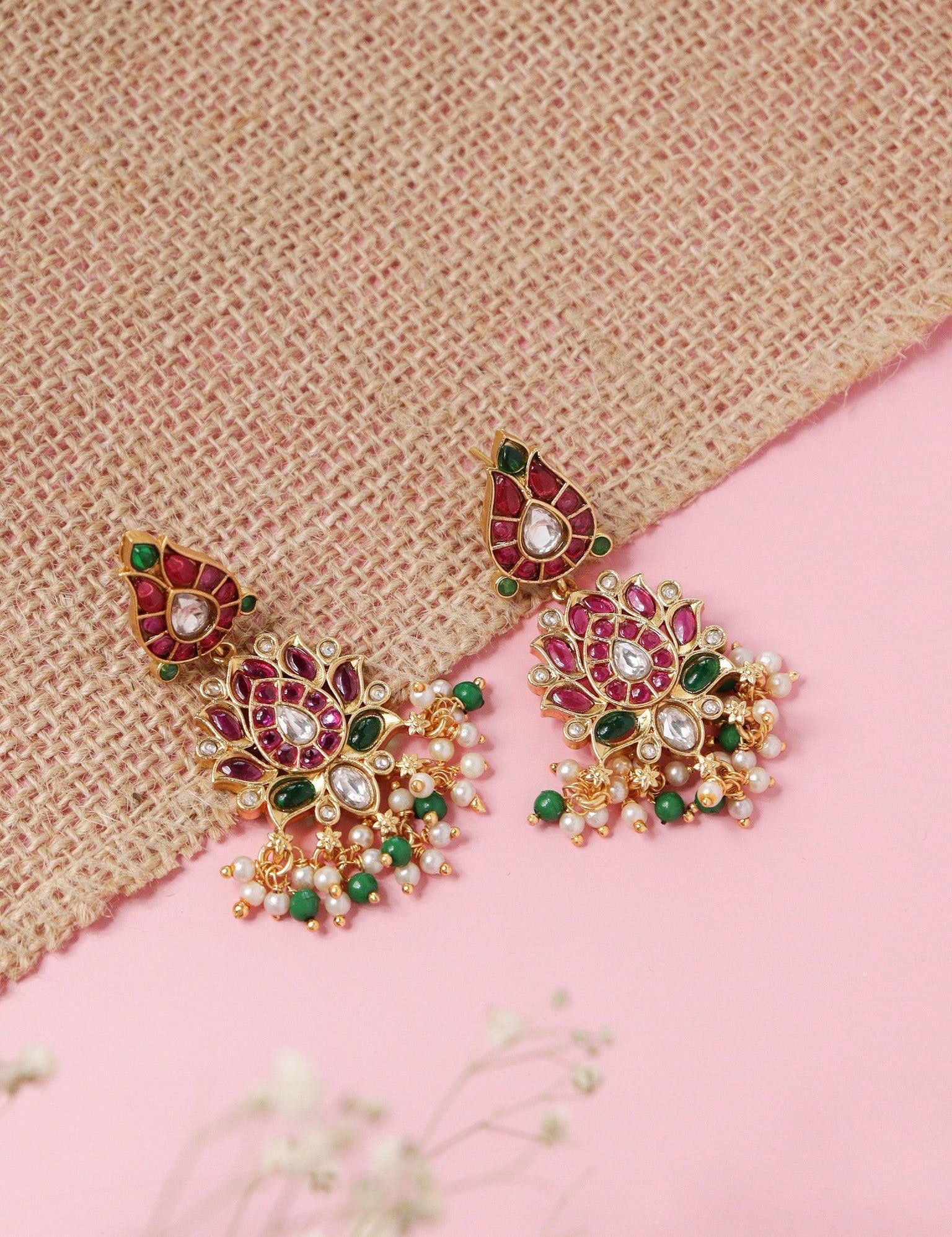 Red and Green Dangler Earrings