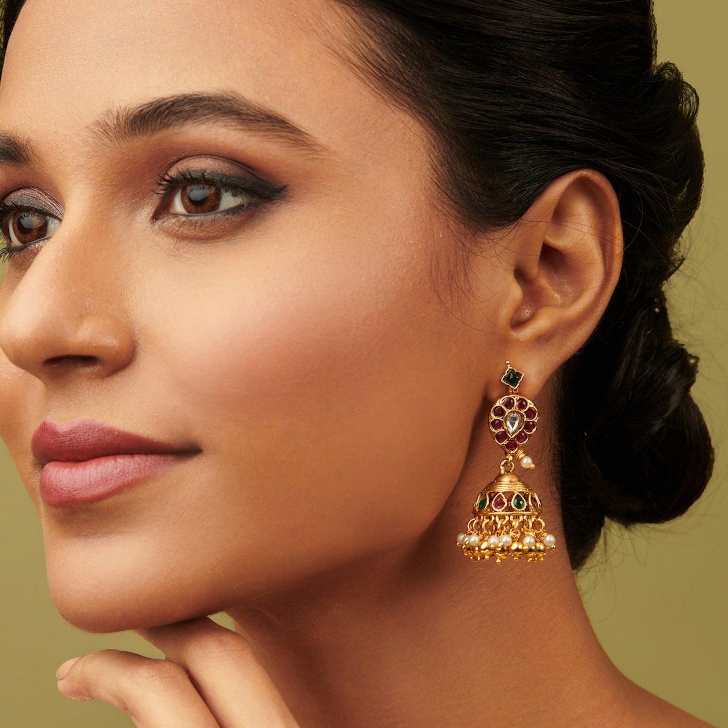 22K Gold Plated Floral Jhumkas