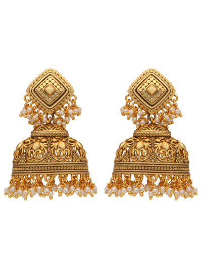 22K Gold Plated Intricate Handcrafted Jhumkas 