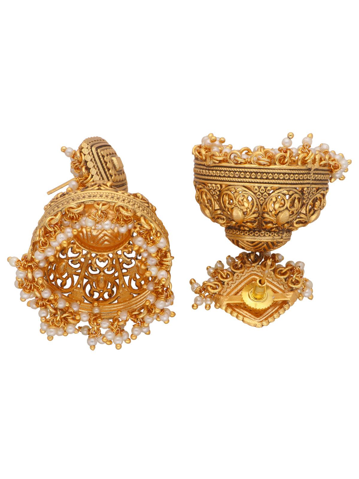 22K Gold Plated Intricate Handcrafted Jhumkas 