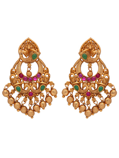 22K Gold Plated Peacock Inspired Chaandbali Earrings 