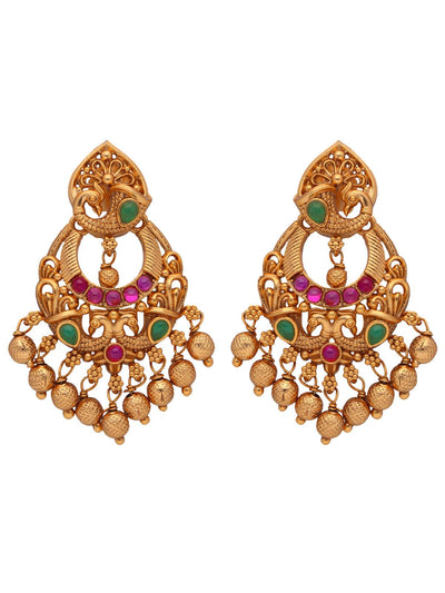 22K Gold Plated Peacock Inspired Chaandbali Earrings 