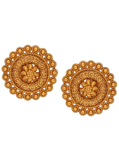 Celestial Gold Oversized Temple Stud Earrings 