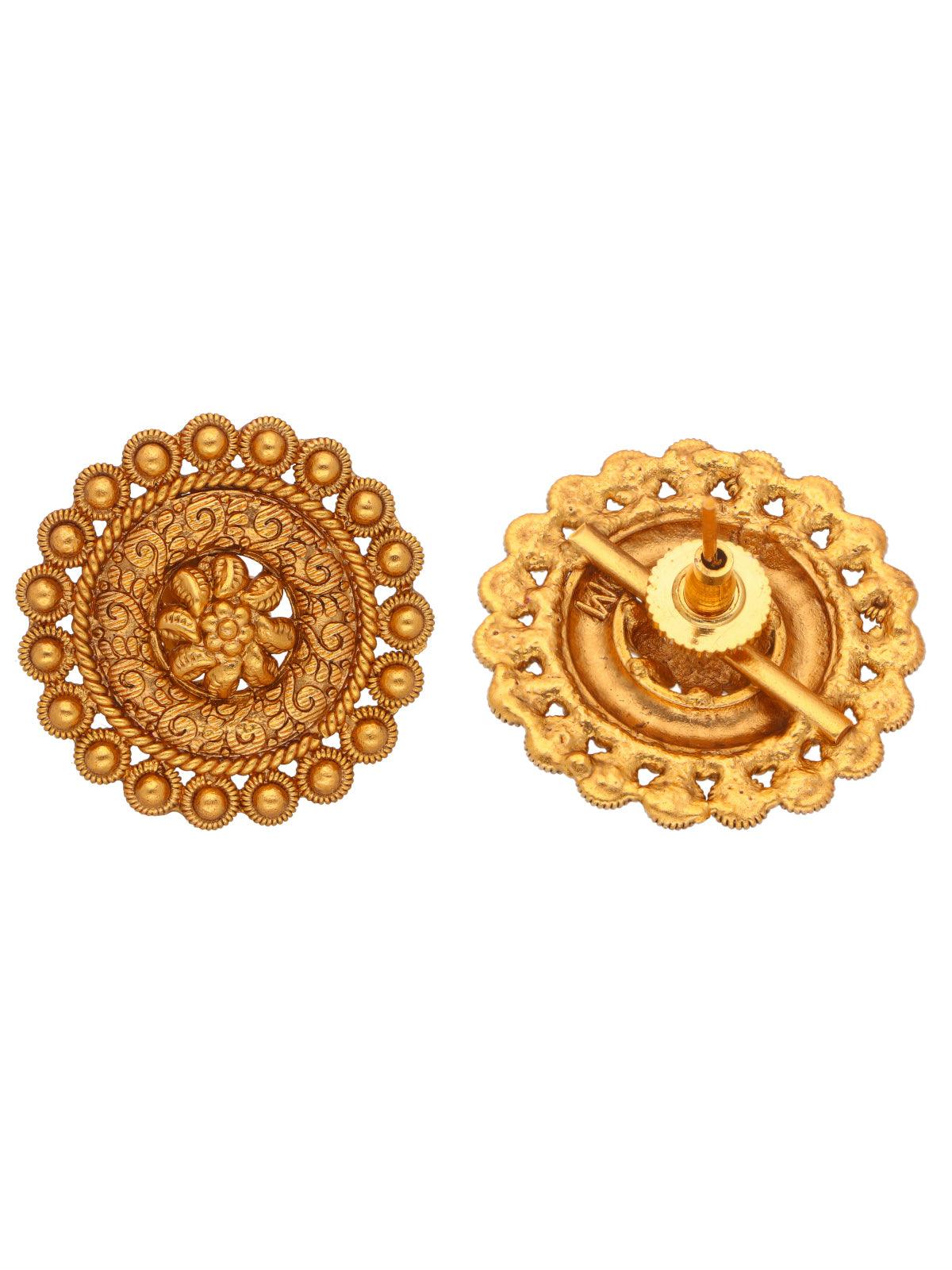 Celestial Gold Oversized Temple Stud Earrings 