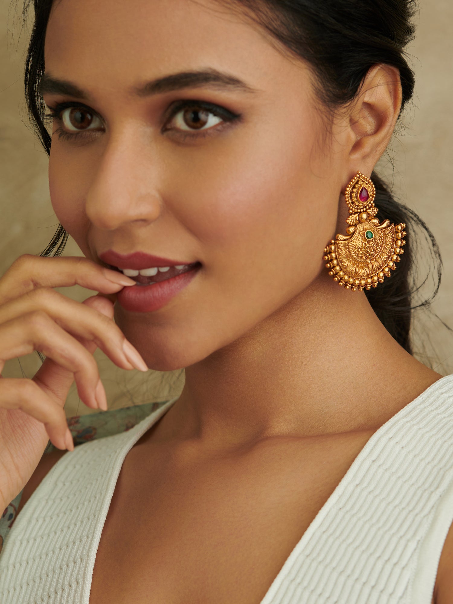 Buy online Gold Temple Jewellery Earrings from fashion jewellery for Women  by Vastradi Jewels for ₹5295 at 4% off | 2024 Limeroad.com