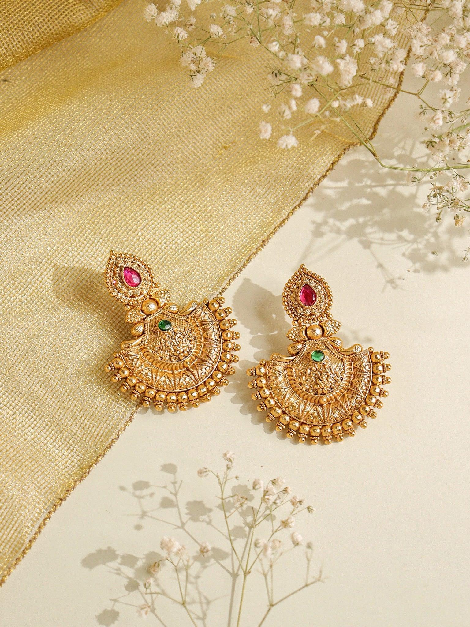 Buy Gold Chandbali Earrings Online for Ladies- Vaibhav Jewellers