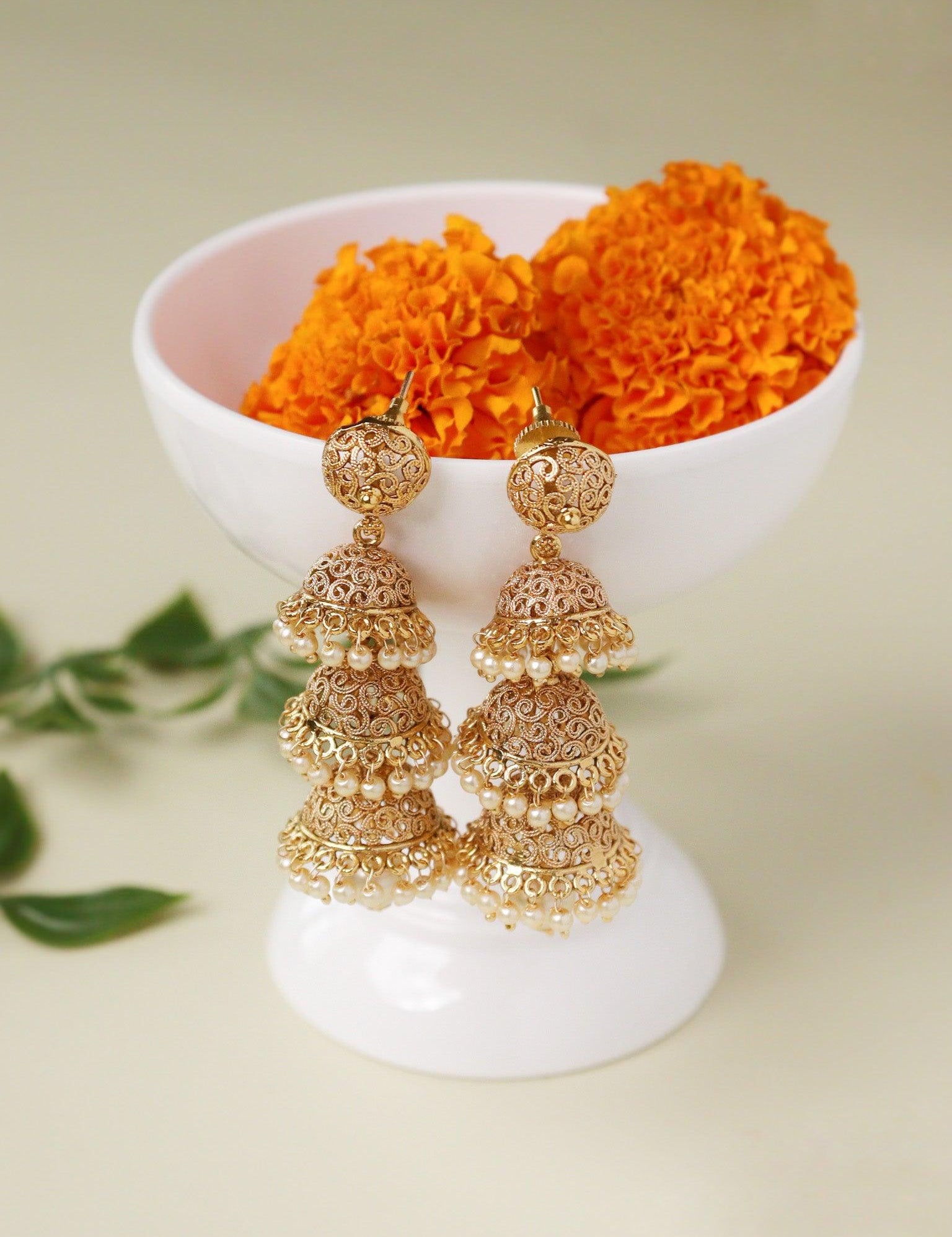 Temple Jhumki Earrings