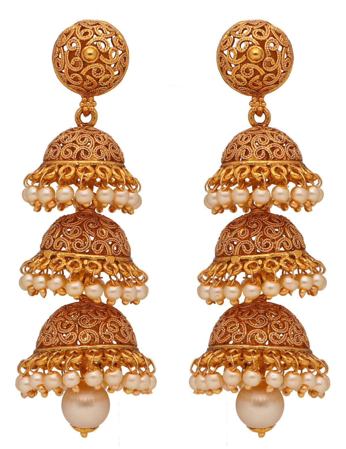 Temple Jhumki Earrings