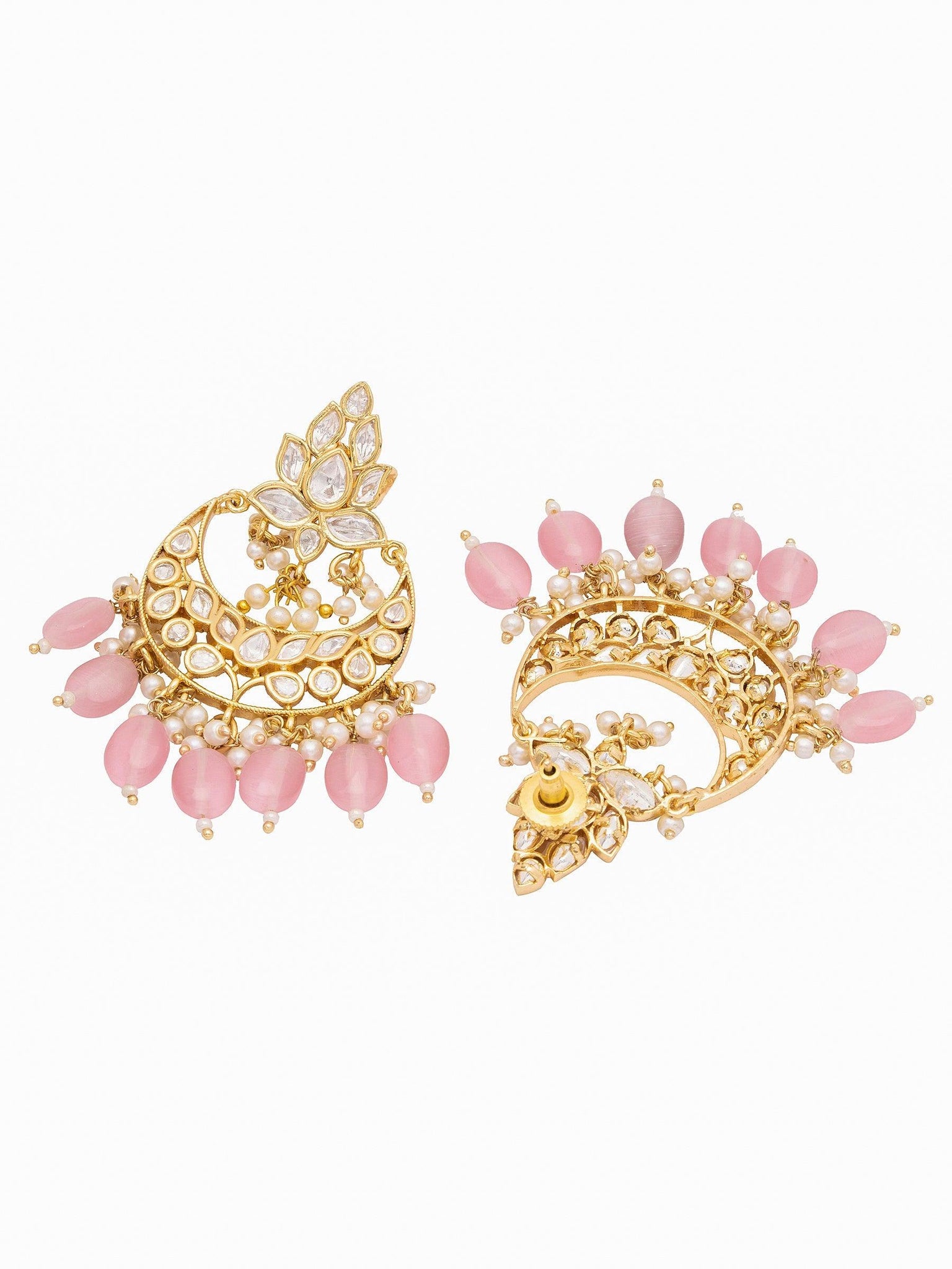 22 KT Gold Plated Charming Pink Polki Dangler 