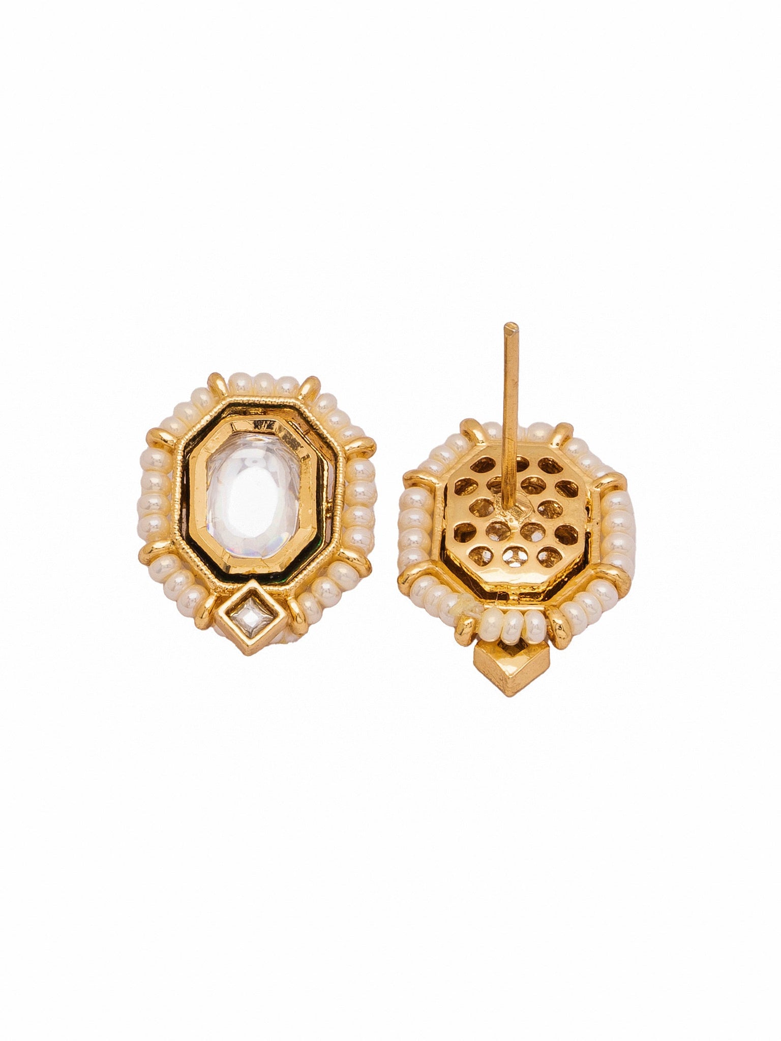 22 KT Gold Plated Royal Splendor Kundan-Polki Earrings 