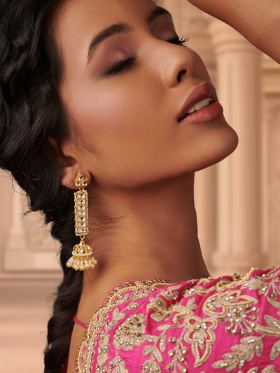 Buy KENNICE Gold-Plated Kundan & Pearls studded Dome Shaped Handcrafted  Jhumka Earrings For Women & Girls at Amazon.in