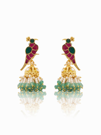Matte Finish Peacock Design Pearl Jhumka - South India Jewels | Bridal  jewellery earrings, Bridal gold jewellery designs, Gold jewelry fashion