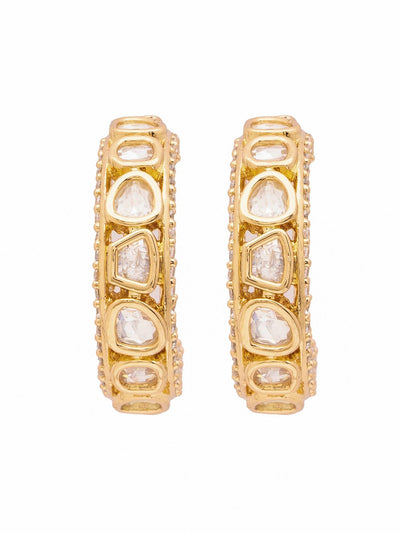 Gold Plated Mesmerizing Hoop Polki Earrings 