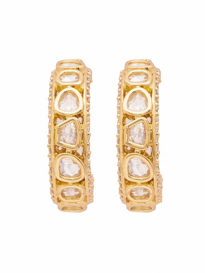 Gold Plated Mesmerizing Hoop Polki Earrings 