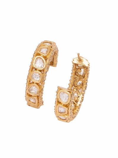 Gold Plated Mesmerizing Hoop Polki Earrings 