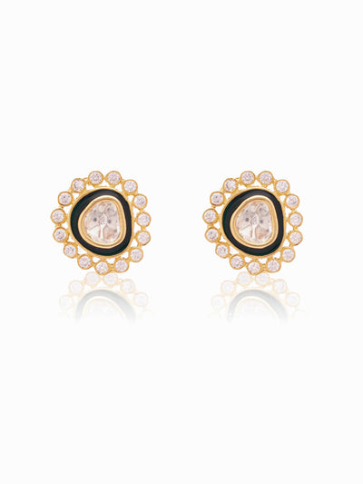 Gold toned Rose Cut Polki Studs 