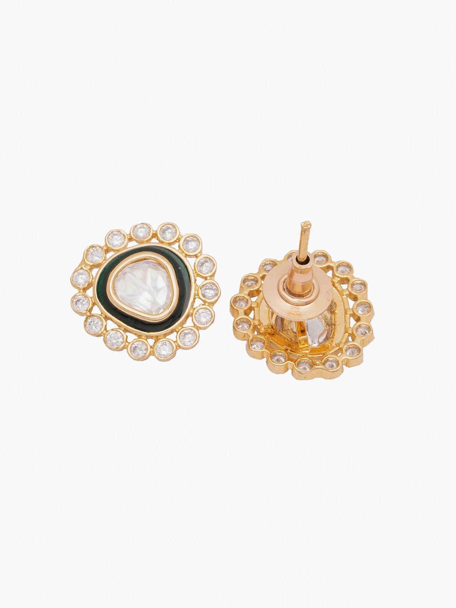 Gold toned Rose Cut Polki Studs 