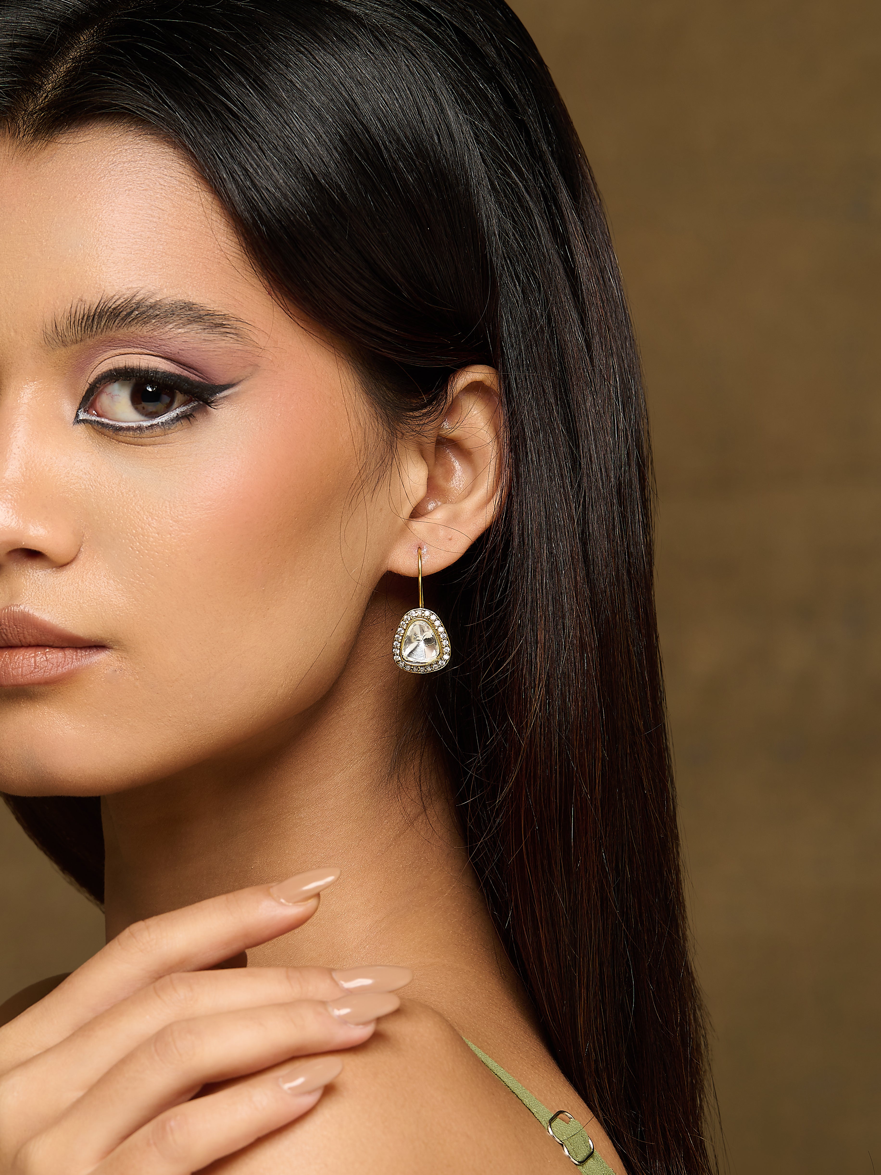 Meiraa Lustre Drop Polki Earrings