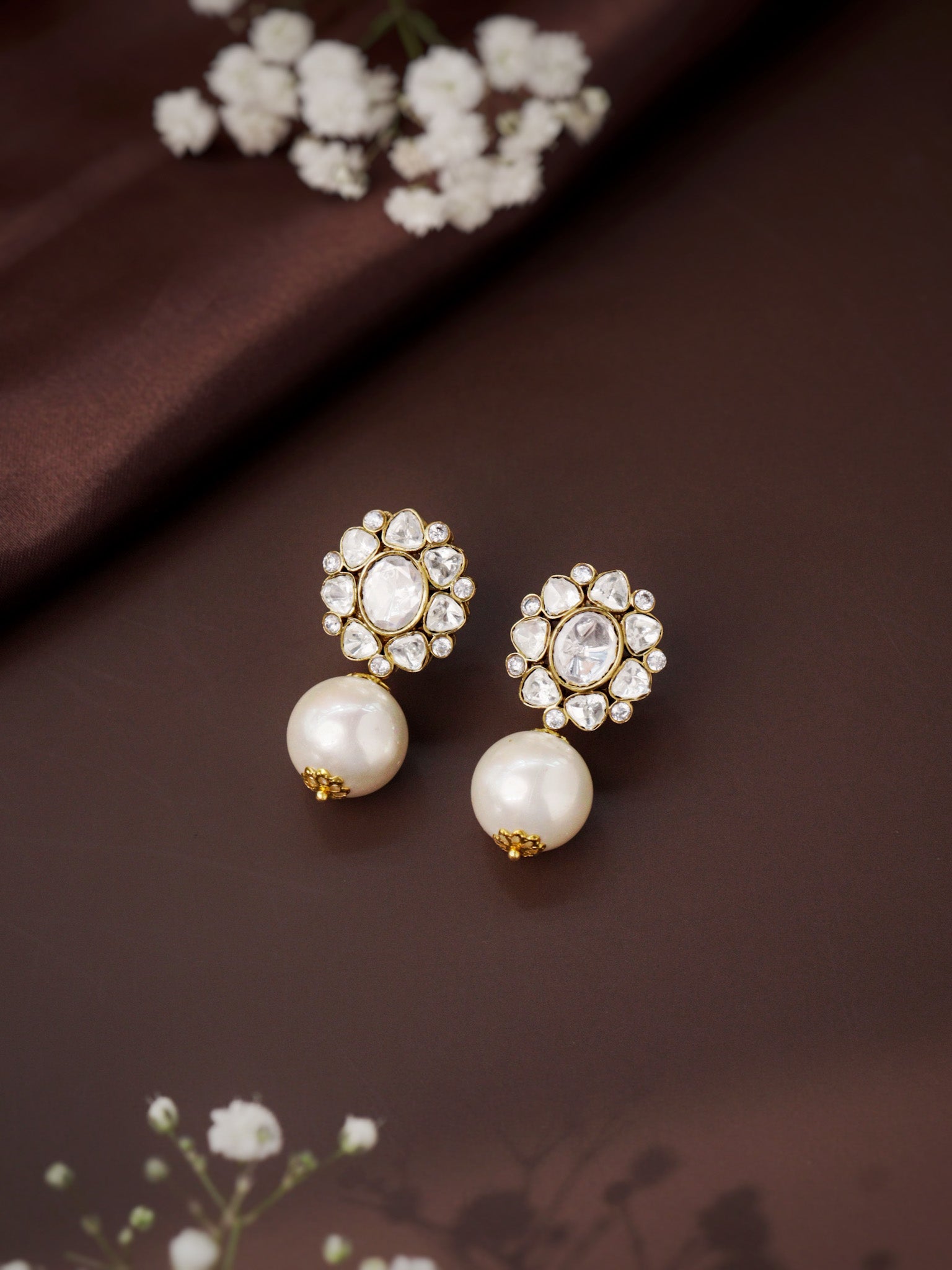 Meiraa Pearl Drop Kundan Earrings