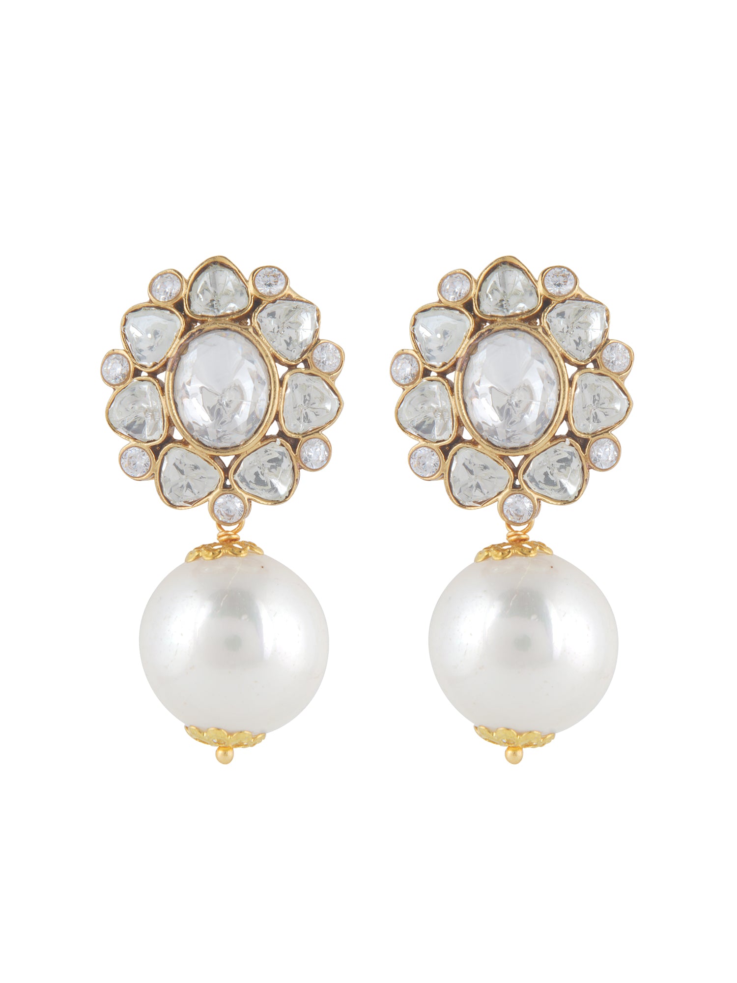 Meiraa Pearl Drop Kundan Earrings