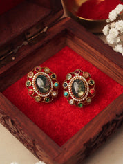 Navratna Jade Stud Earrings