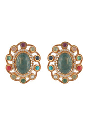 Navratna Jade Stud Earrings