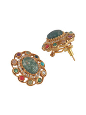 Navratna Jade Stud Earrings