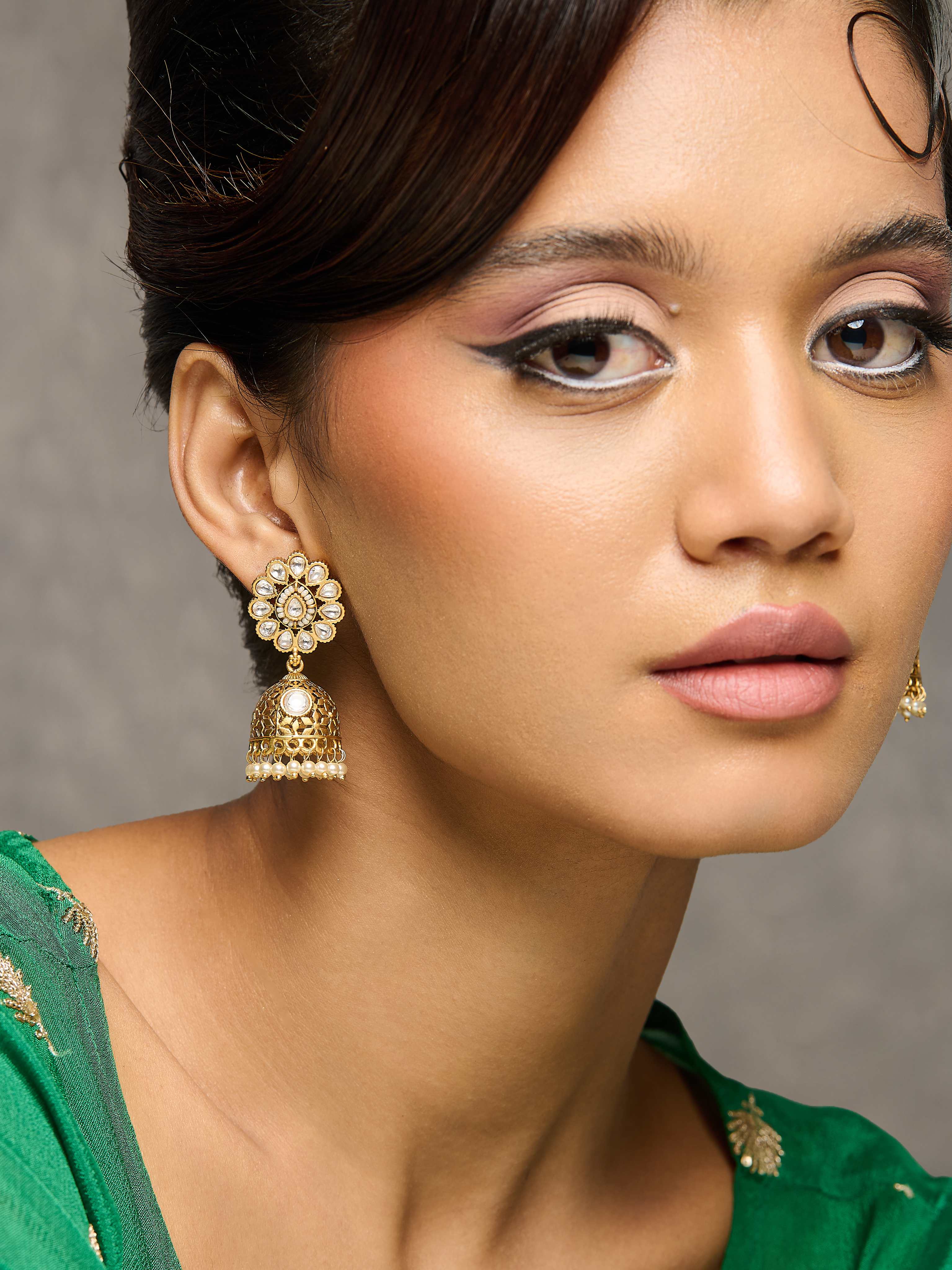 Meiraa Golden Grace Jhumki Earrings